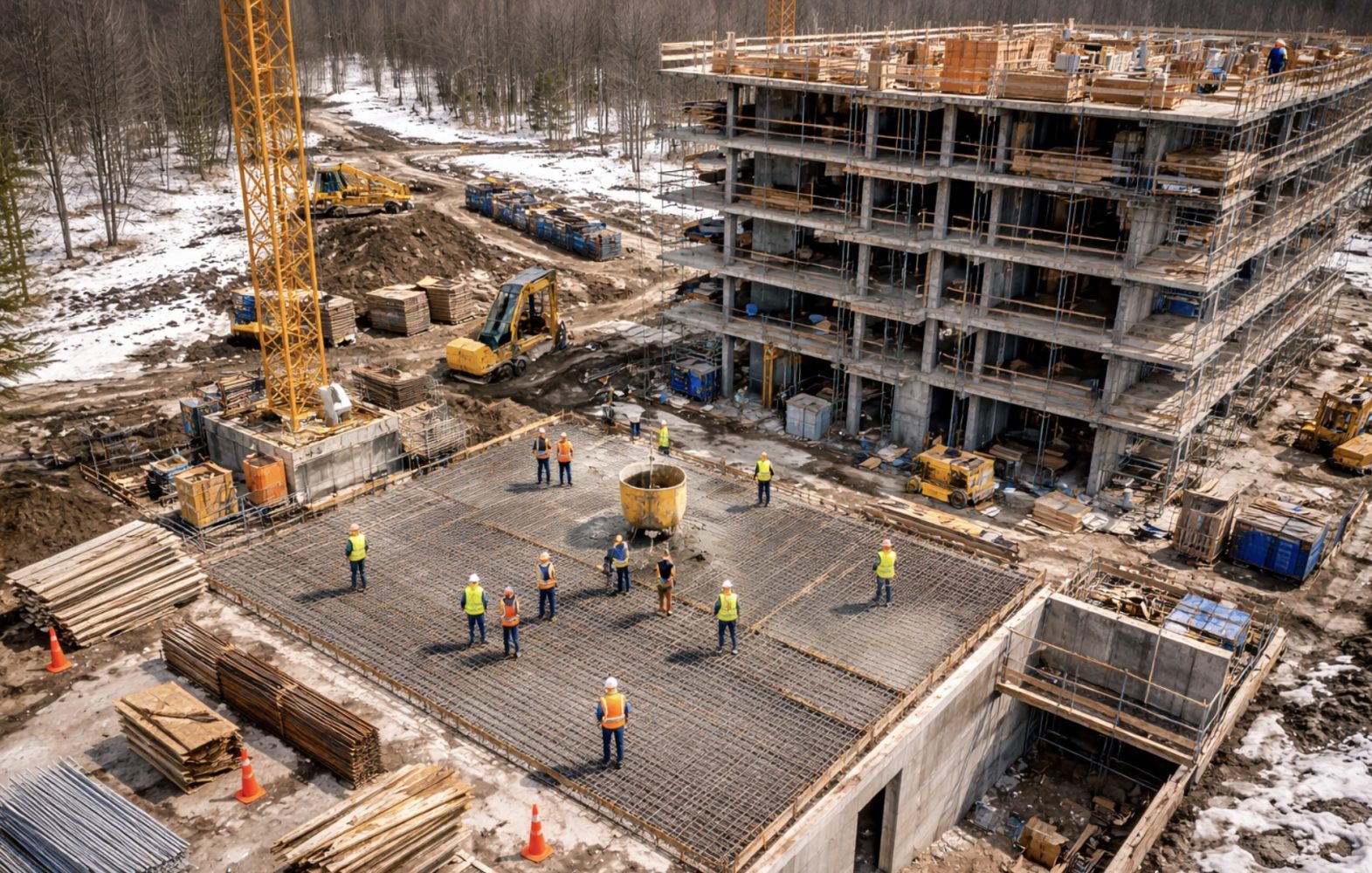 Vue d'ensemble d'un chantier de construction