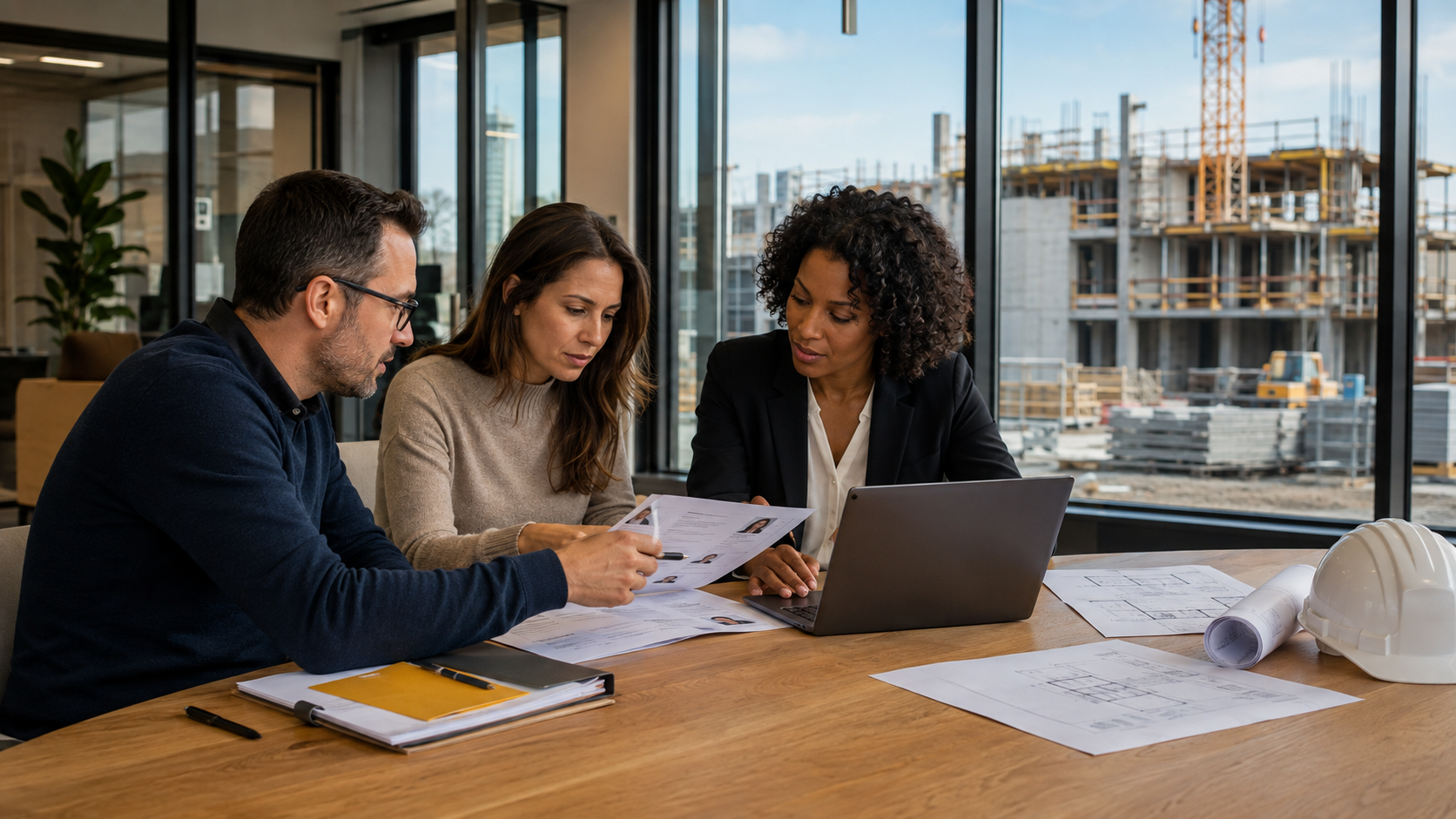 Équipe RH Carrière analysant des CV pour le recrutement en construction au Québec