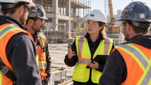 Discussion de sécurité sur le chantier
